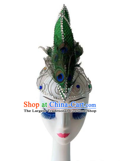 China Dai Nationality Dance Headwear Yunnan Minority Performance Headdress Ethnic Woman Peacock Dance Hair Accessories