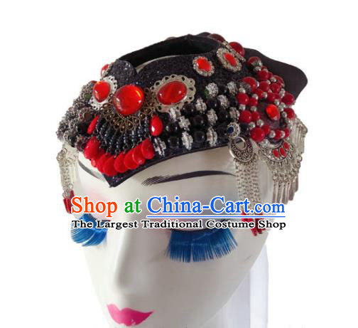 China Ethnic Woman Performance Hair Accessories Mongolian Nationality Dance Headwear Mongol Minority Folk Dance Headdress