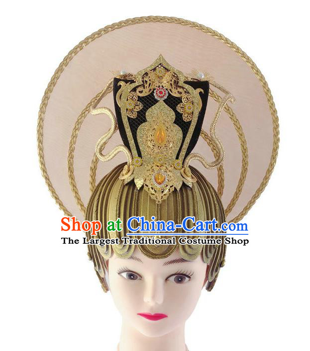 Chinese Male Stage Performance Headdress Ancient God Yellow Hat Classical Dance Hair Accessories
