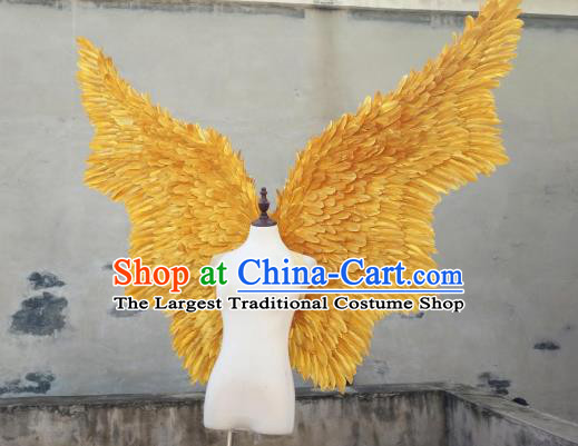 Custom Christmas Performance Props Catwalks Golden Wings Cosplay Angel Giant Accessories Miami Stage Show Deluxe Feather Wings