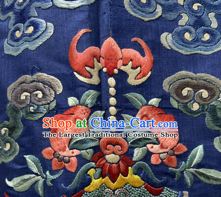 China Ancient Royalblue Imperial Dragon Traditional Manchu Monarch Historical Garment Costume Qing Dynasty Emperor Embroidered Dragon Robe Clothing
