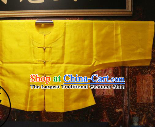 China Ancient Monarch Upper Outer Garment Traditional Emperor Yellow Mandarin Jacket Qing Dynasty Manchu King Historical Costume