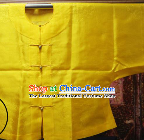 China Ancient Monarch Upper Outer Garment Traditional Emperor Yellow Mandarin Jacket Qing Dynasty Manchu King Historical Costume
