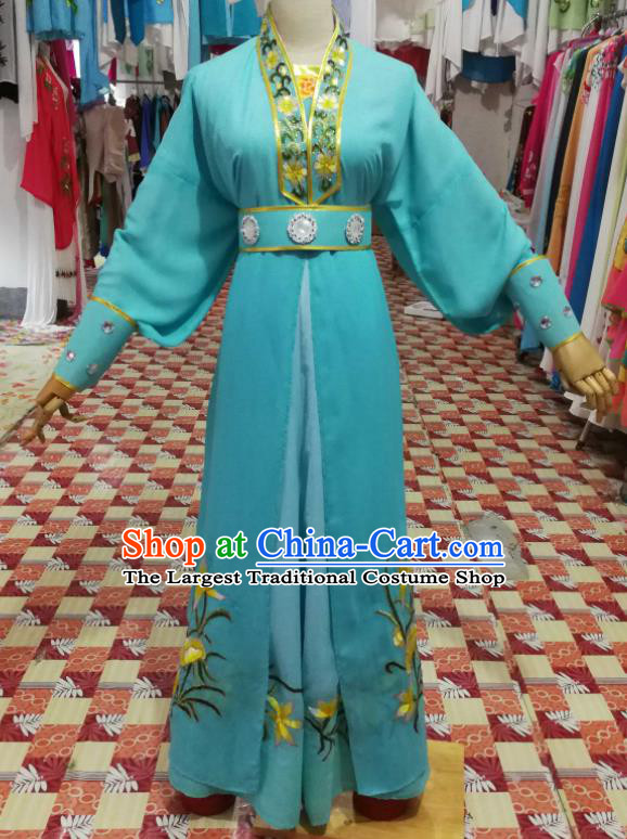 China Traditional Peking Opera Wudan Clothing Ancient Swordswoman Garment Costumes Huangmei Opera Actress Blue Dress Outfits