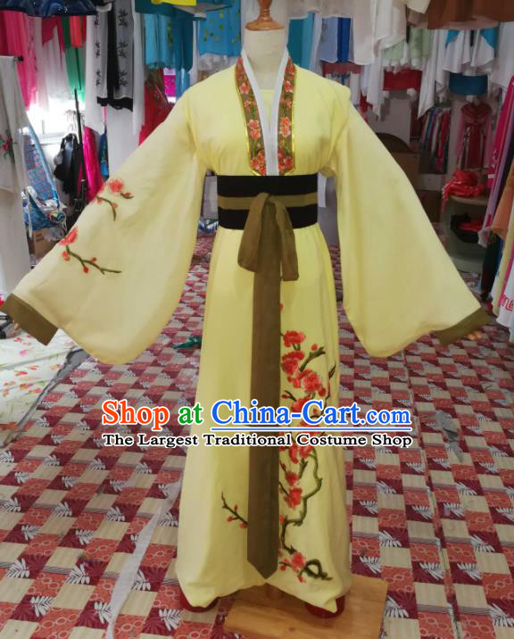China Traditional Opera Scholar Clothing Shaoxing Opera Young Male Garment Costumes Beijing Opera Xiaosheng Yellow Robe Uniforms