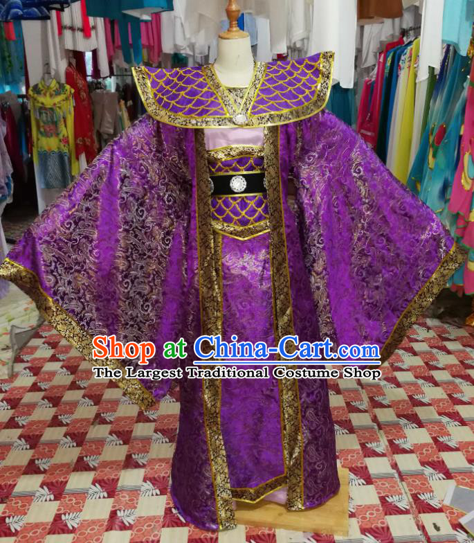 China Beijing Opera Purple Official Robe Uniforms Traditional Opera Prefecture Clothing Guangdong Opera Male Garment Costumes