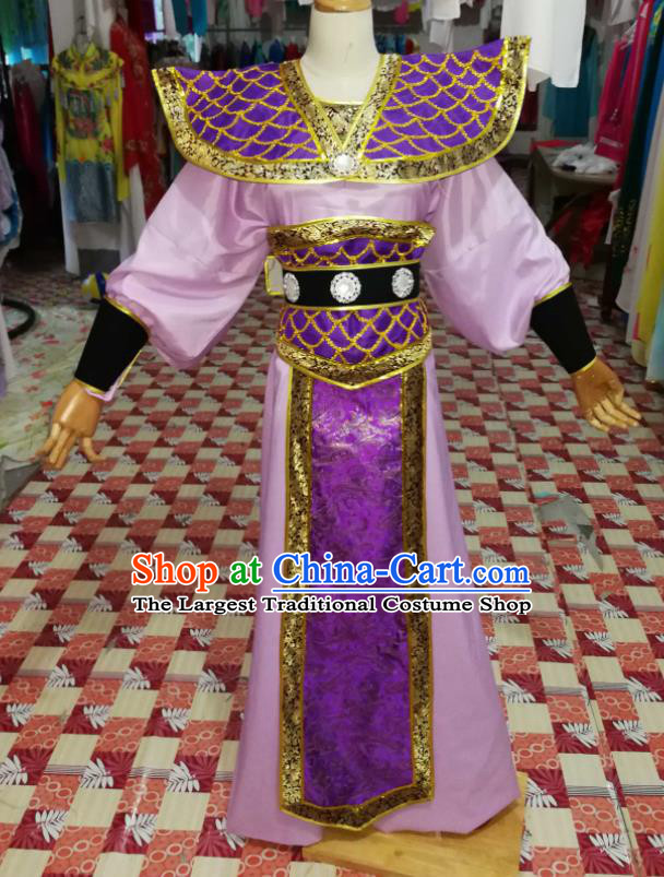 China Beijing Opera Purple Official Robe Uniforms Traditional Opera Prefecture Clothing Guangdong Opera Male Garment Costumes