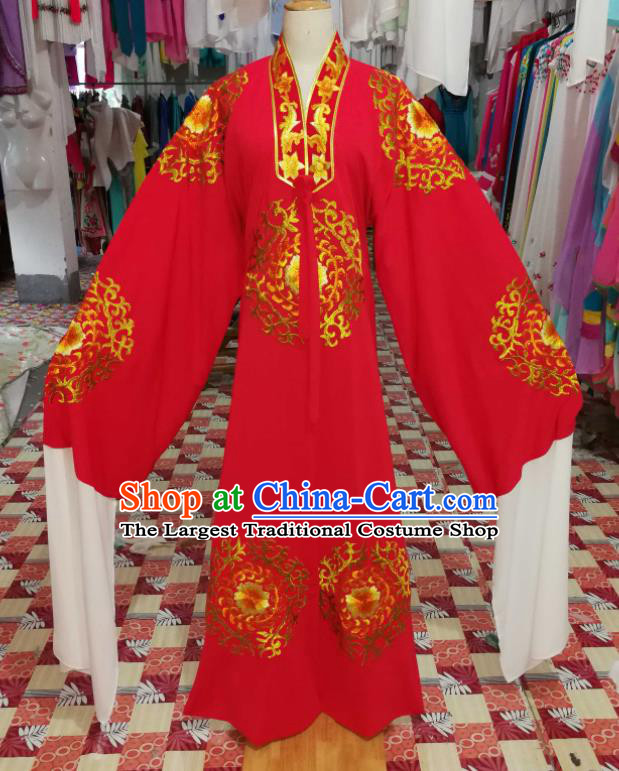 China Beijing Opera Xiaosheng Red Robe Uniforms Traditional Opera Young Male Clothing Shaoxing Opera Niche Garment Costumes