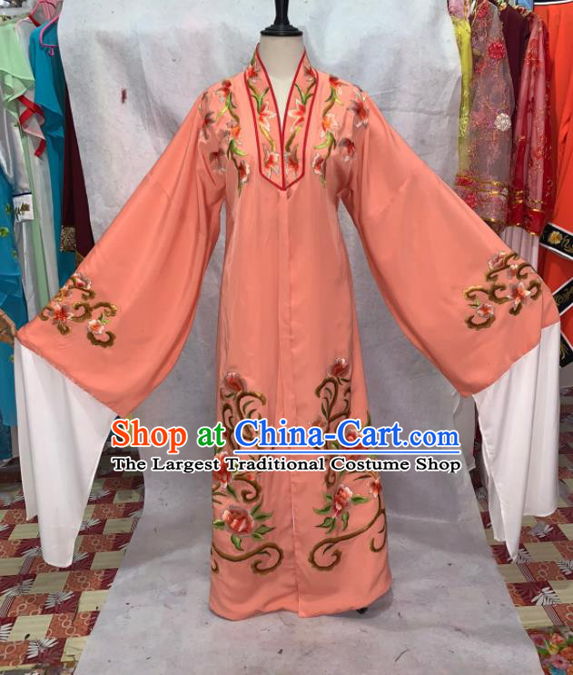 China Henan Opera Scholar Garment Costumes Beijing Opera Xiaosheng Embroidered Orange Robe Traditional Opera Young Male Clothing
