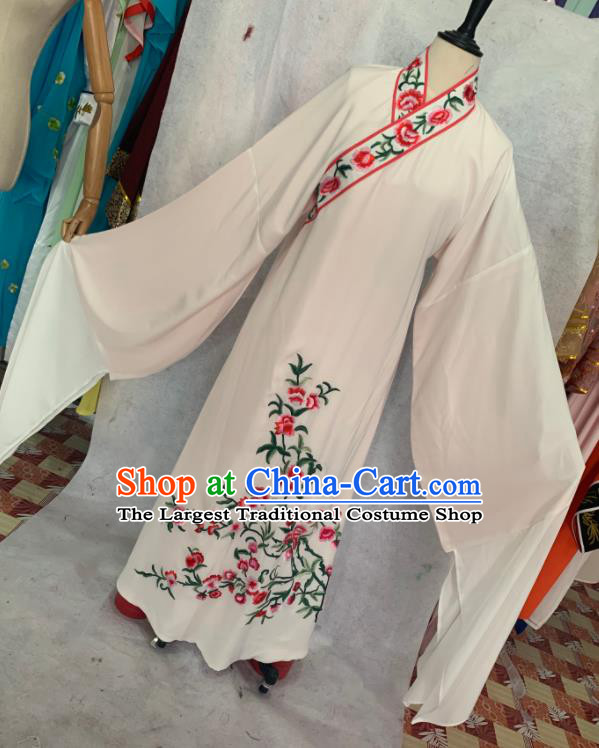 China Traditional Opera Young Male Clothing Shaoxing Opera Scholar Garment Costumes Beijing Opera Xiaosheng Embroidered White Robe