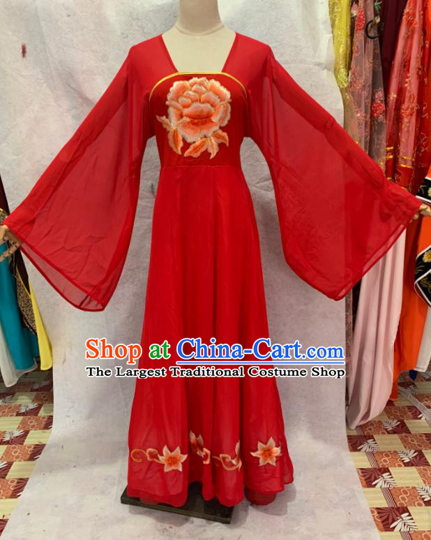 China Peking Opera Hua Tan Clothing Ancient Empress Garment Costume Shaoxing Opera Queen Embroidered Red Dress Outfits