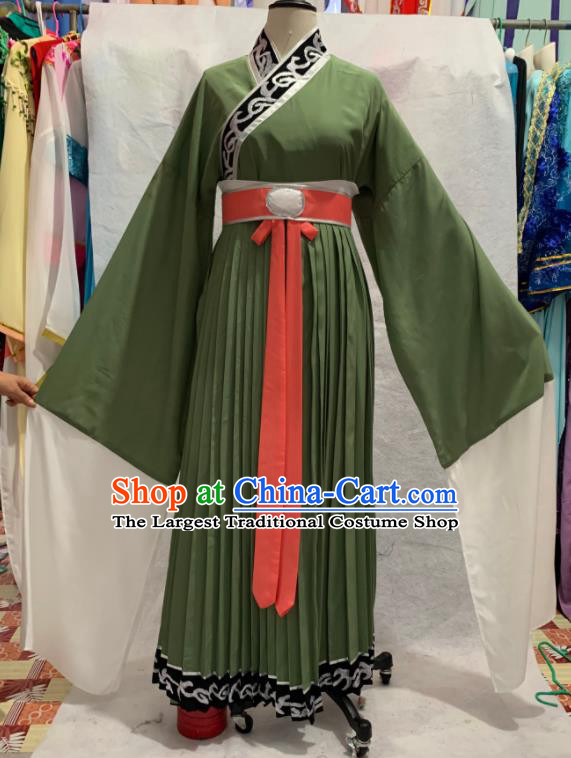 China Peking Opera Laodan Clothing Ancient Old Dame Garment Costume Shaoxing Opera Elderly Woman Green Dress Outfits