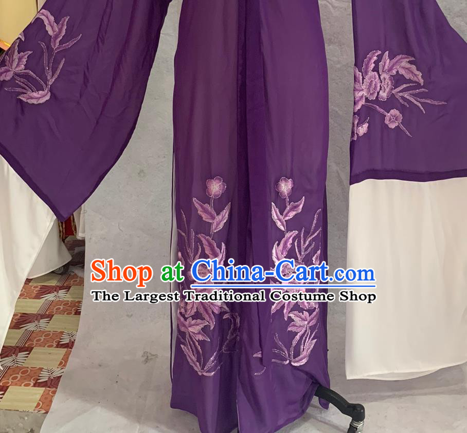 China Traditional Opera Scholar Clothing Shaoxing Opera Young Male Garment Costumes Beijing Opera Xiaosheng Embroidered Purple Robe