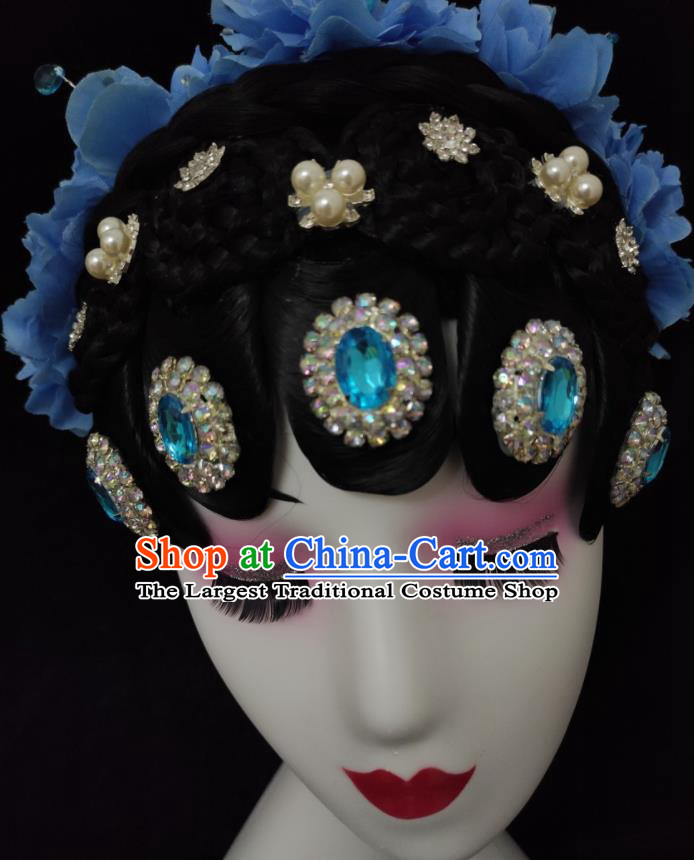 Chinese Woman Opera Dance Hair Accessories Stage Performance Hairpieces Classical Dance Headdress Court Dance Wigs Chignon