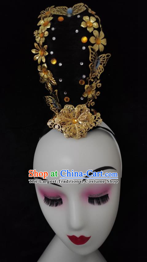 Chinese Stage Performance Hairpieces Classical Dance Headdress Court Dance Wigs Chignon Woman Hanfu Dance Hair Accessories