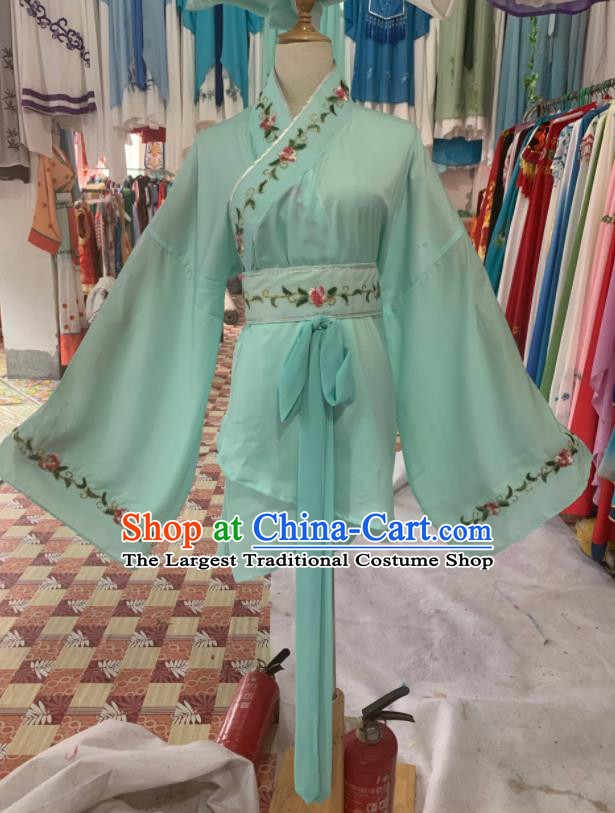 China Peking Opera Diva Clothing Ancient Palace Lady Garment Costumes Shaoxing Opera Actress Light Green Dress