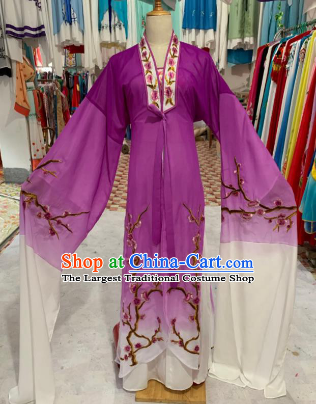 China Huangmei Opera Actress Purple Dress Outfits Peking Opera Diva Clothing Ancient Palace Princess Garment Costumes