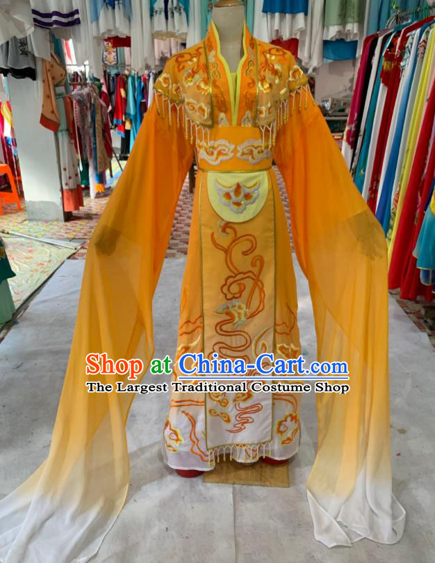 China Huangmei Opera Princess Orange Dress Outfits Peking Opera Diva Clothing Ancient Fairy Garment Costumes