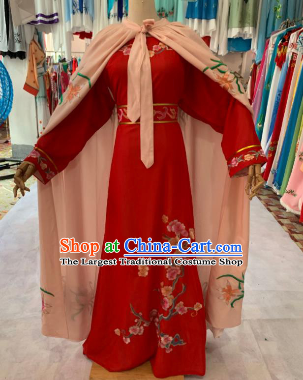 China Traditional Opera Young Childe Clothing Shaoxing Opera Scholar Garment Costume Beijing Opera Niche Embroidered Red Robe with Cape