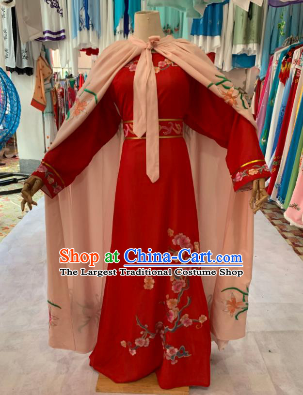 China Traditional Opera Young Childe Clothing Shaoxing Opera Scholar Garment Costume Beijing Opera Niche Embroidered Red Robe with Cape