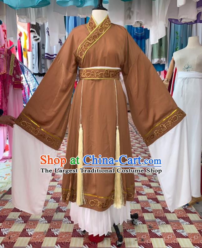 China Ancient Elderly Woman Garment Costumes Shaoxing Opera Old Dame Brown Dress Outfits Traditional Peking Opera Laodan Clothing