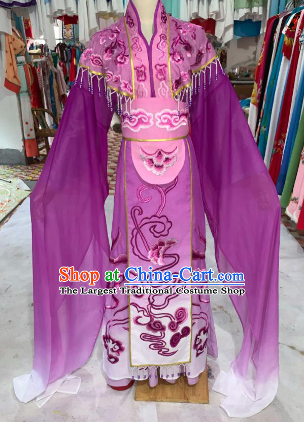 China Ancient Princess Garment Costumes Huangmei Opera Empress Purple Dress Outfits Traditional Peking Opera Hua Tan Clothing