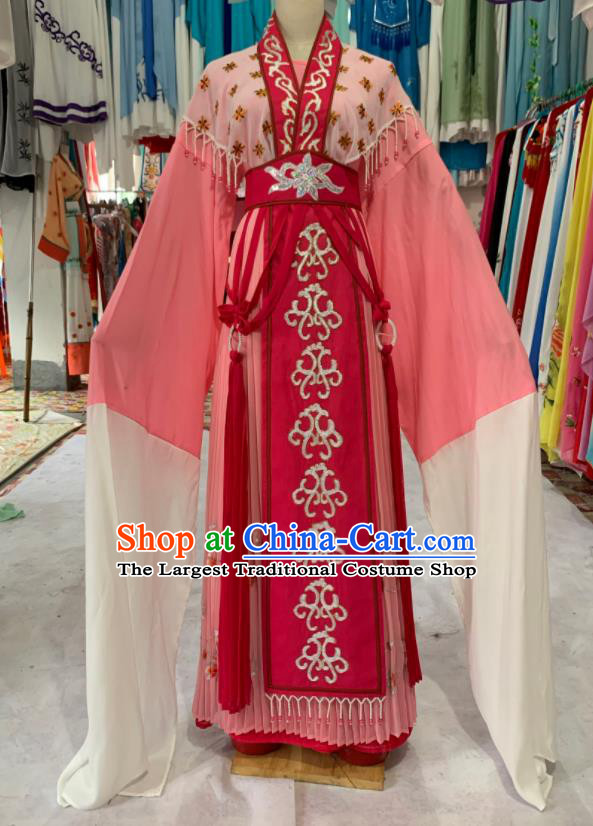 China Traditional Peking Opera Hua Tan Clothing Ancient Court Lady Garment Costumes Huangmei Opera Princess Pink Dress Outfits