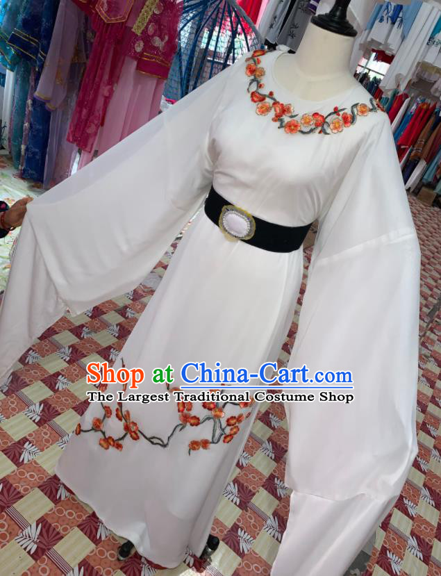 China Beijing Opera Niche Embroidered White Robe Traditional Opera Young Childe Clothing Shaoxing Opera Scholar Garment Costume