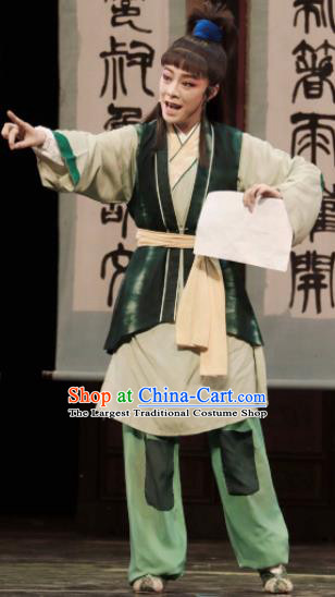 China Beijing Opera young Man Green Uniforms Traditional Opera Livehand Clothing Shaoxing Opera Servant Boy Garment Costumes