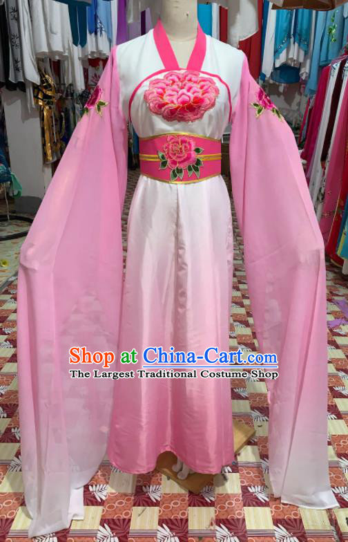 China Ancient Palace Lady Garment Costumes Huangmei Opera Court Maid Pink Dress Outfits Traditional Peking Opera Actress Clothing
