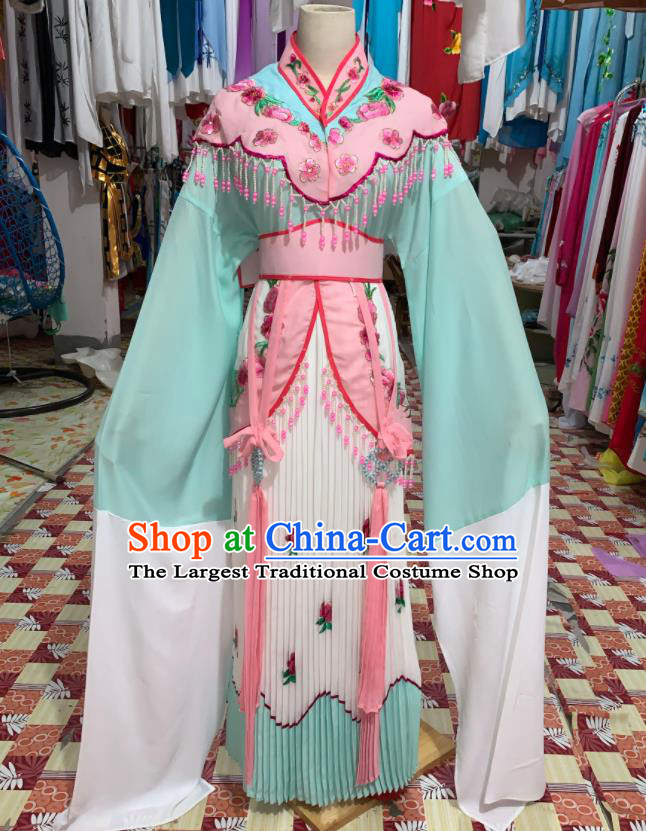 China Traditional Peking Opera Actress Clothing Ancient Noble Lady Garment Costumes Shaoxing Opera Princess Green Dress Outfits