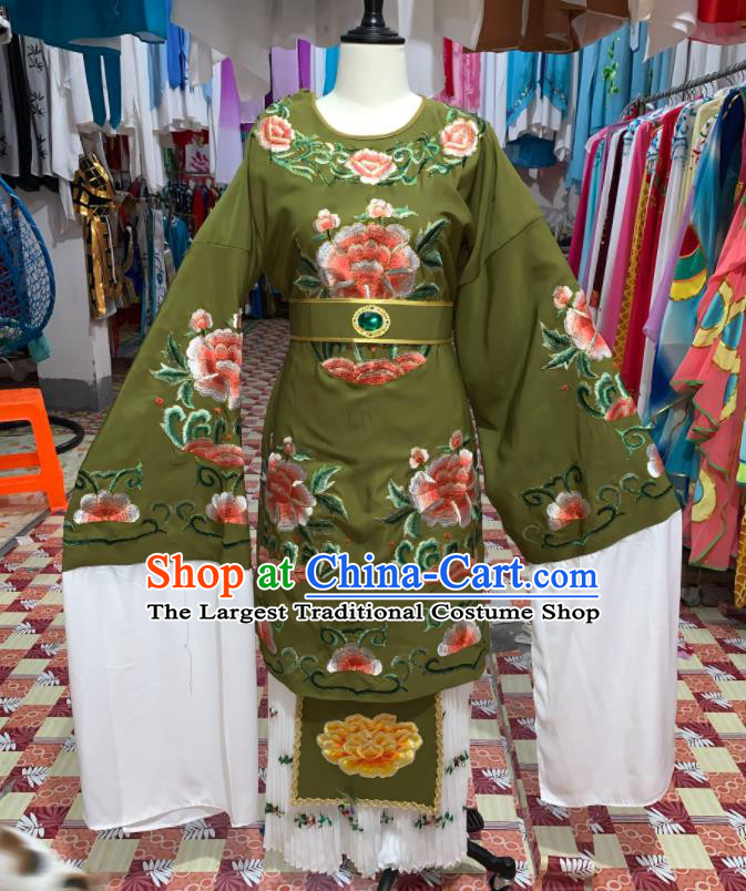 China Shaoxing Opera Countess Green Dress Outfits Traditional Peking Opera Laodan Clothing Ancient Elderly Woman Garment Costumes