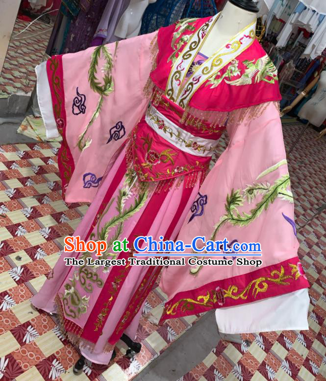China Ancient Imperial Concubine Garment Costumes Shaoxing Opera Court Woman Pink Dress Outfits Traditional Peking Opera Huadan Clothing