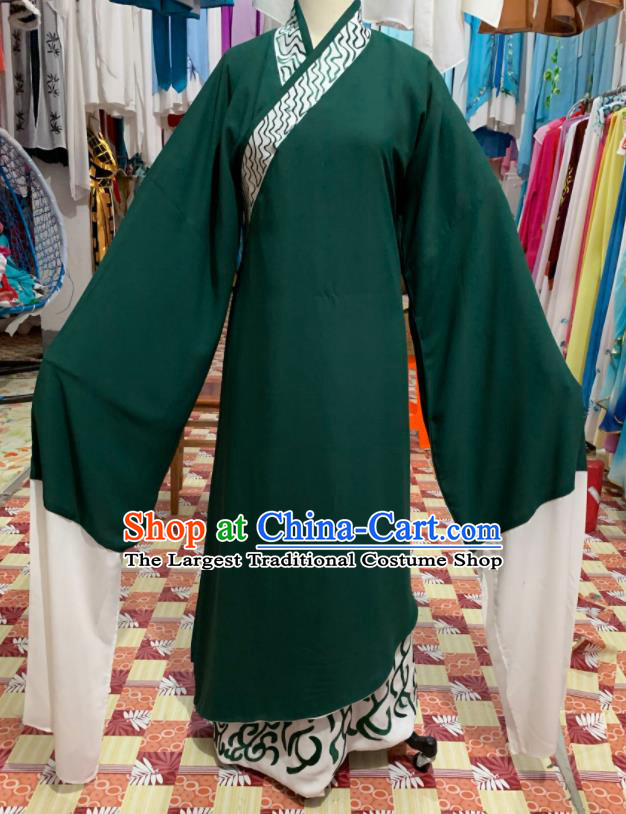 China Beijing Opera Xiaosheng Deep Green Robe Traditional Opera Scholar Clothing Shaoxing Opera Xu Xian Garment Costumes