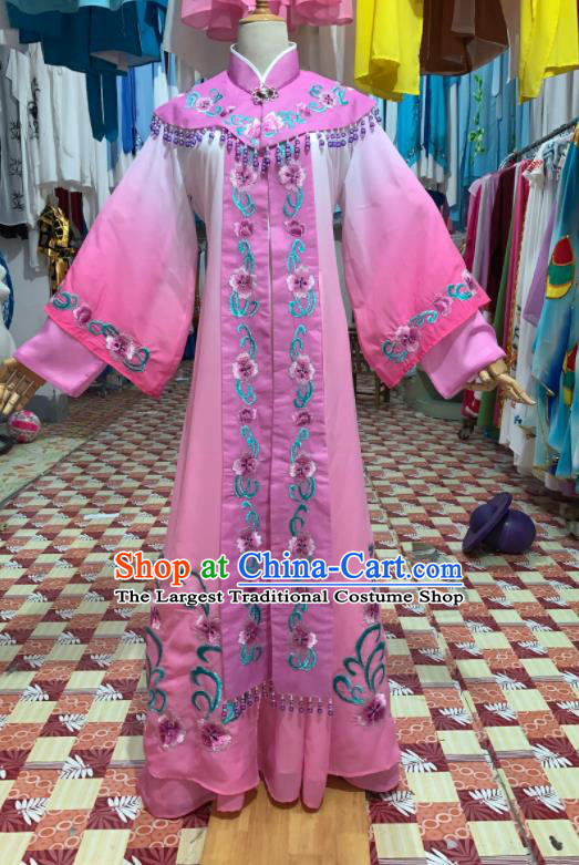China Ancient Princess Garment Costumes Shaoxing Opera Diva Pink Dress Outfits Traditional Peking Opera Hua Tan Clothing