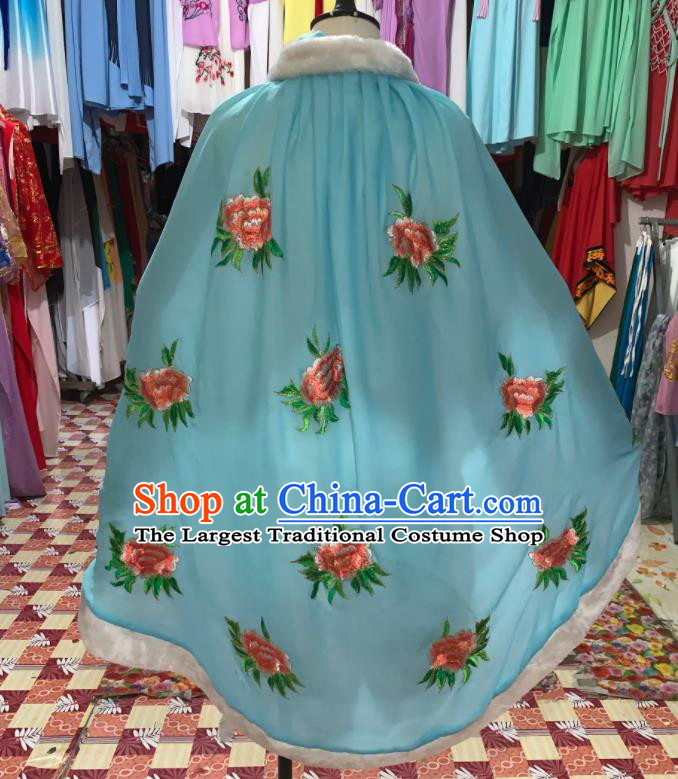 China Traditional Peking Opera Diva Clothing Ancient Noble Lady Garment Costume Shaoxing Opera Actress Embroidered Blue Mantle