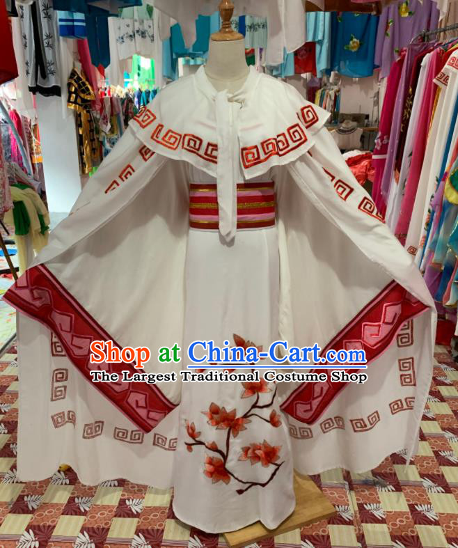 China Shaoxing Opera Childe Garment Costumes Beijing Opera Xiaosheng White Robe with Mantle Traditional Opera Scholar Clothing