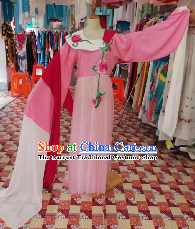 China Ancient Flower Fairy Garment Costumes Shaoxing Opera Goddess Pink Dress Outfits Traditional Peking Opera Actress Clothing