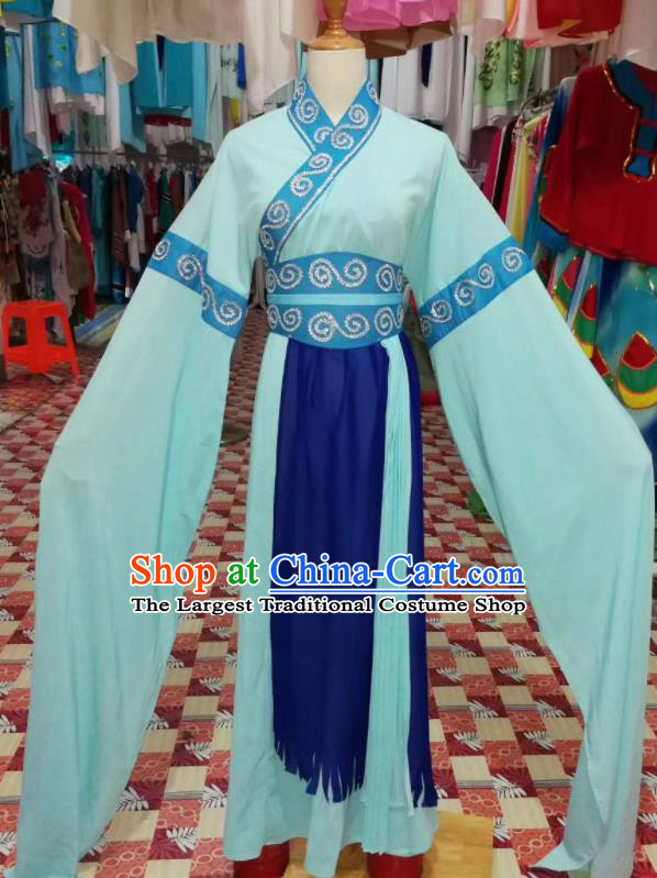 China Traditional Peking Opera Actress Clothing Ancient Village Girl Garment Costumes Shaoxing Opera Country Lady Blue Dress Outfits