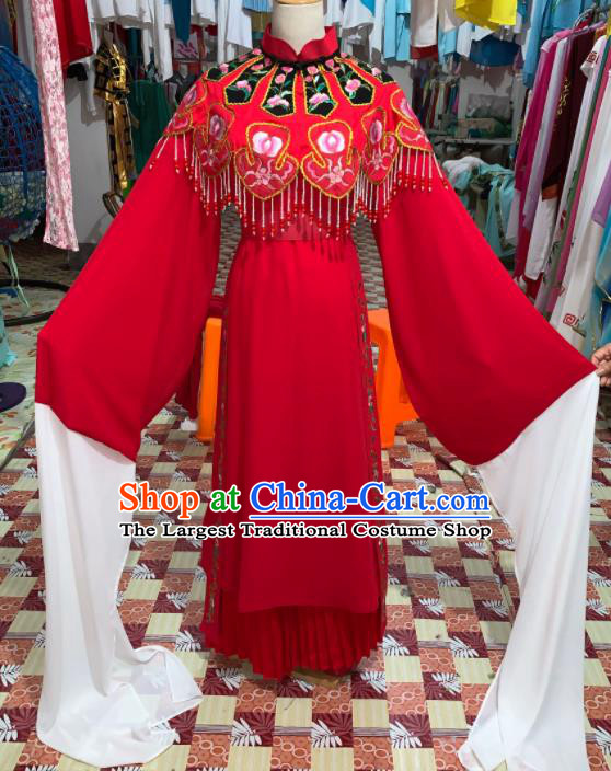 China Traditional Peking Opera Hua Tan Clothing Ancient Bride Garment Costume Shaoxing Opera Wedding Red Dress Outfits