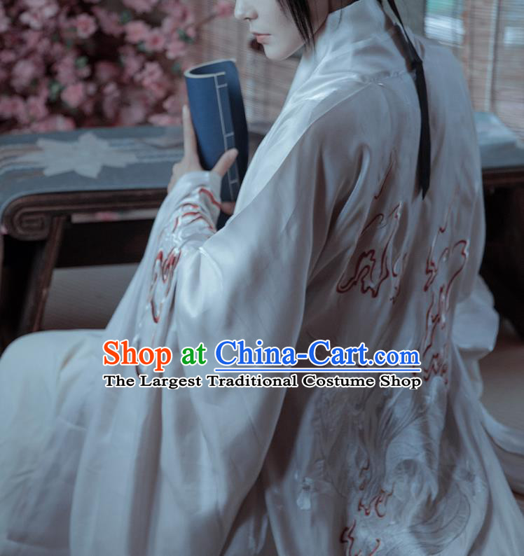 China Traditional Hanfu Priest Frock Ming Dynasty Swordsman Garment Costumes Ancient Young Childe Clothing Complete Set
