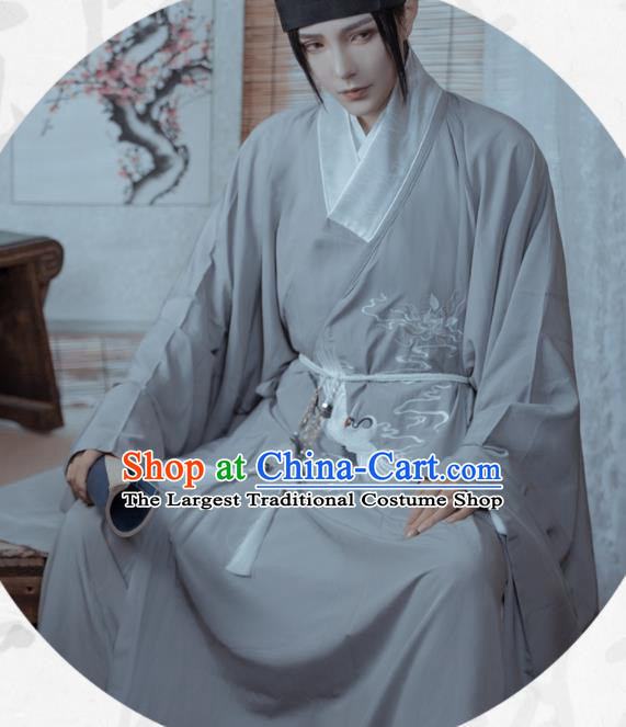 China Traditional Hanfu Priest Frock Ming Dynasty Swordsman Garment Costumes Ancient Young Childe Clothing Complete Set