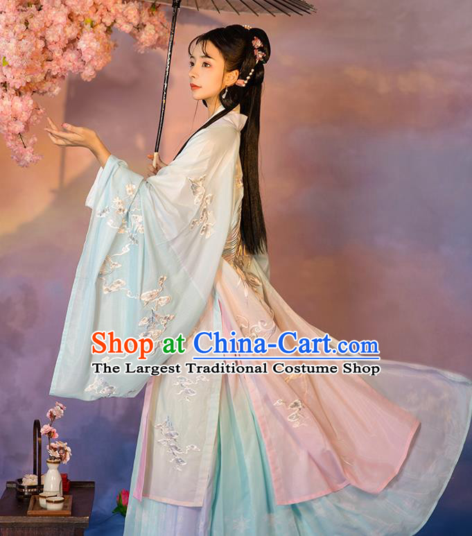 China Ancient Young Beauty Clothing Traditional Embroidered Hanfu Dress Song Dynasty Royal Princess Garment Costumes Complete Set