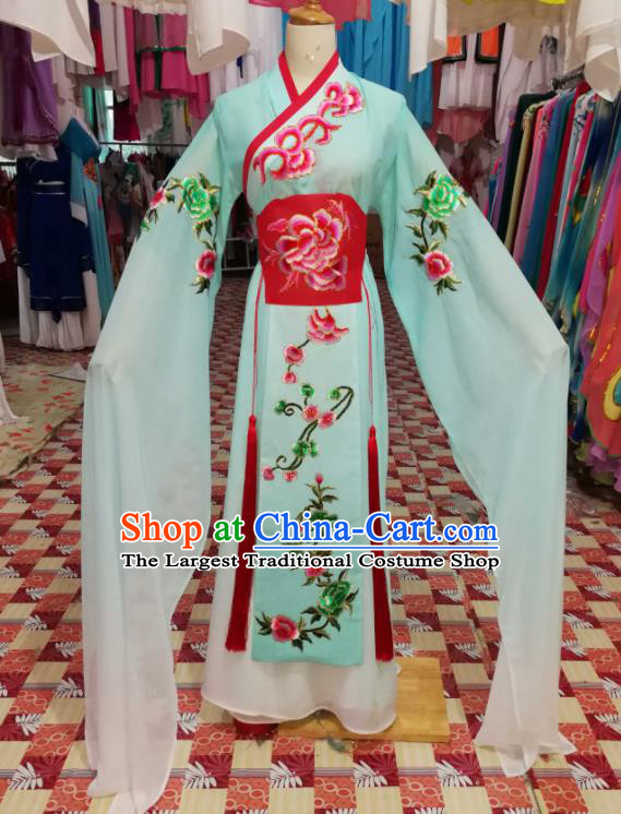 China Traditional Peking Opera Diva Clothing Ancient Fairy Garment Costumes Huangmei Opera Goddess Light Green Dress Outfits