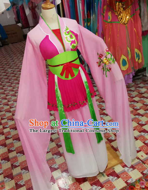 China Huangmei Opera Village Lady Pink Dress Outfits Traditional Peking Opera Diva Clothing Ancient Fairy Garment Costumes