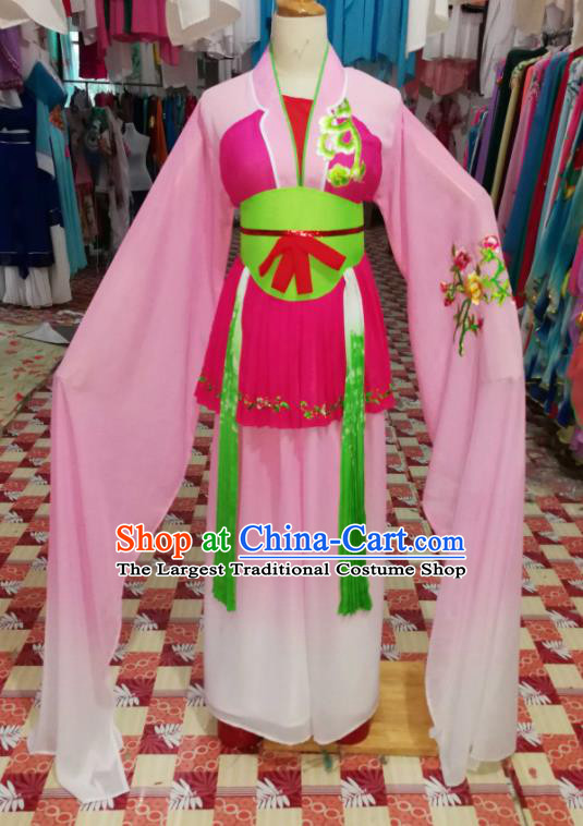 China Huangmei Opera Village Lady Pink Dress Outfits Traditional Peking Opera Diva Clothing Ancient Fairy Garment Costumes
