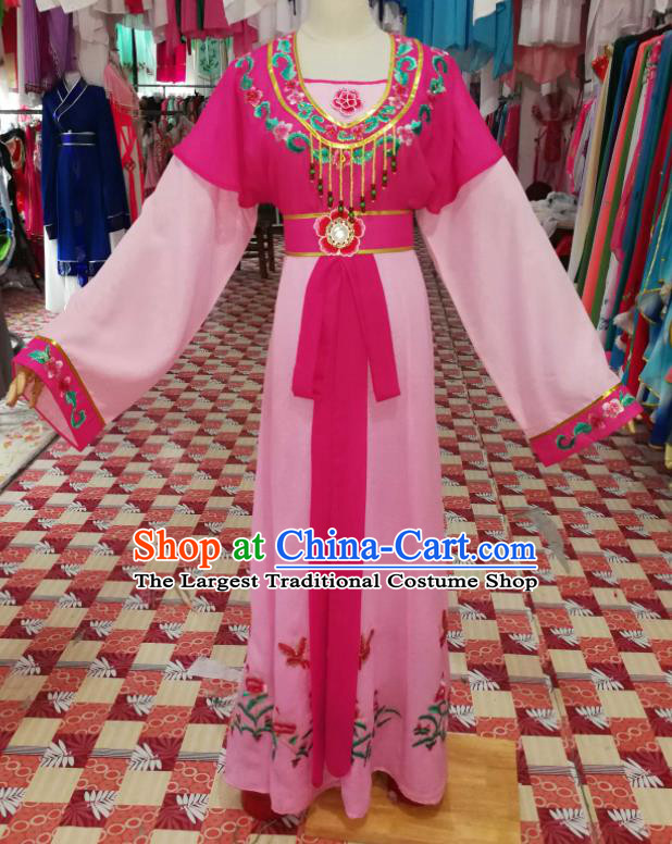 China Ancient Court Maid Garment Costumes Shaoxing Opera Servant Girl Dress Outfits Traditional Peking Opera Village Woman Clothing
