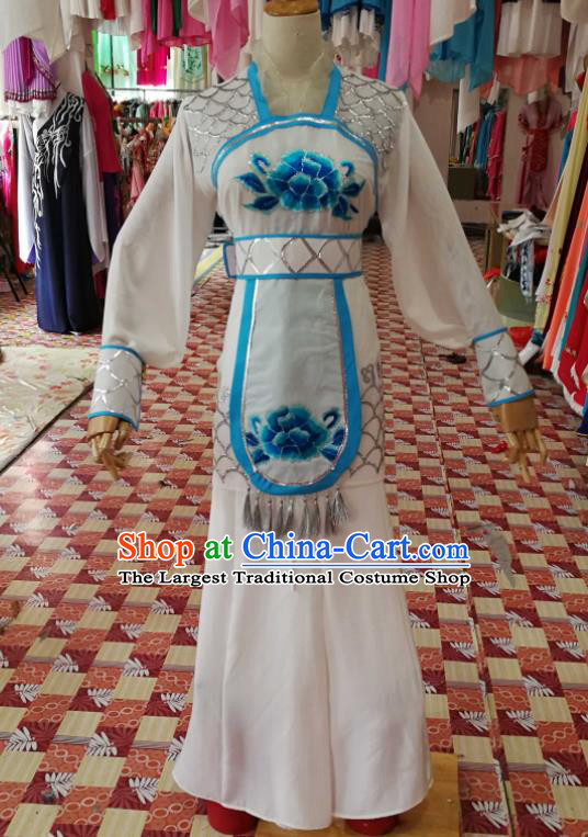 China Traditional Peking Opera Wudan Clothing Ancient Swordswoman Garment Costumes Shaoxing Opera Actress White Dress Outfits