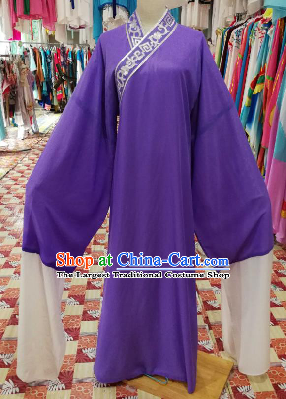China Traditional Opera Young Childe Clothing Shaoxing Opera Scholar Xu Xian Garment Costumes Beijing Opera Xiaosheng Purple Robe