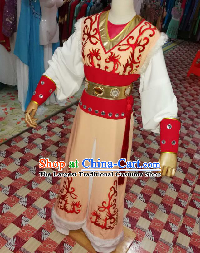 China Shaoxing Opera Swordsman Garment Costumes Beijing Opera Wusheng Yellow Robe Uniforms Traditional Opera General Clothing